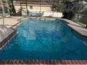 Large screened-in pool surrounded by brick trim at 838 Lakeshore Dr, Polk City, FL 33868