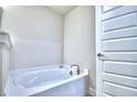Relaxing bathroom features a deep soaking tub, offering a serene retreat for unwinding after a long day at 4202 Teeling Ct, Auburndale, FL 33823