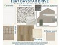 A color palette showcasing interior and exterior design selections for the home at 1867 Daystar Dr, Haines City, FL 33844