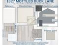 Selection of interior and exterior materials for the home's design scheme at 1327 Mottled Duck Ln, Lakeland, FL 33811