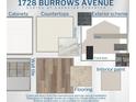 Selection of designer home materials, including cabinets, flooring, countertops, and exterior and interior paint at 1728 Burrows Ave, Lakeland, FL 33811