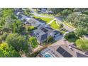 Aerial view of a private pool and screen enclosure at 6911 Wildberry Ln, Lakeland, FL 33813