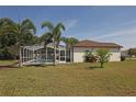 A screened-in pool and patio area provide a perfect backyard oasis at 3359 Sanoma Dr, Lakeland, FL 33811