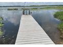Exterior shot showcasing a private dock extending into a tranquil lake at 427 Longfellow Blvd, Lakeland, FL 33801