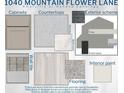 Amaryllis home selections shown for cabinets, countertops, exterior scheme, interior paint, flooring, and wall tile at 1809 Noble Dr, Davenport, FL 33837