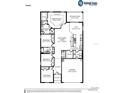 Detailed floor plan showcases an open layout with a spacious gathering room, kitchen, and covered lanai at 1833 Noble Dr, Davenport, FL 33837