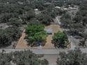 Aerial view of property showing lot boundaries, surrounding trees and single-story house at 3705 Garland St, Mulberry, FL 33860