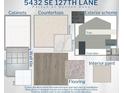 Selections for the new home, including cabinets, counters, flooring, and exterior paint scheme at 5432 Se 127Th Ln, Belleview, FL 34420