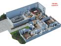 Bird's eye view of the home's layout featuring an open floor plan, bedrooms, living spaces and attached garage at 5909 Cormorant Ct, Lakeland, FL 33809