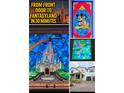 Colorful stained glass windows featuring Disney themed characters and landmarks at 13525 Gorgona Isle Dr, Windermere, FL 34786