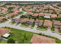 Bird's eye view of the home nestled in a neighborhood with lush greenery and well-manicured lawns at 2317 Bella Luna Cir, Lakeland, FL 33810