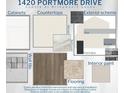 Image depicting material selections for cabinets, countertops, flooring, tile and paint at 1420 Portmore Dr, Mulberry, FL 33860