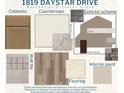 Interior and exterior designer color scheme with flooring, cabinet, and tile options at 1819 Daystar Dr, Haines City, FL 33844