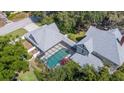 Aerial view of a screened-in pool in the backyard at 645 E Church St, Bartow, FL 33830