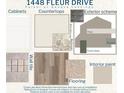 A visual display of designer-selected home finishes including wall tile, cabinetry, flooring and paint samples at 1448 Fleur Dr, Davenport, FL 33837