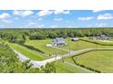 Expansive aerial view of a property showcasing its large lot, gated entrance, and proximity to lush greenery at 1385 Ewell Rd, Lakeland, FL 33811