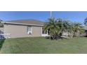 Expansive backyard featuring lush green grass and mature palm trees providing ample shade at 244 Kings Pond Ave, Winter Haven, FL 33880