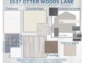 Designer home material selections featuring cabinetry, countertops, and flooring options at 1537 Otter Woods Ln, Auburndale, FL 33823
