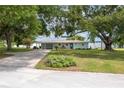 Charming home exterior featuring a large front lawn, a vibrant blue front door and a lake view at 21 Lake Ave, Winter Haven, FL 33880