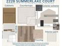 Samples of cabinets, countertops, flooring, wall tile, and paint selections available for customizing your new home at 2228 Summerlake Ct, Auburndale, FL 33823