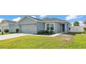 Charming single-story home featuring a gray exterior, well-manicured lawn, and an attached two-car garage at 3739 Peregrine Way, Lakeland, FL 33811