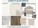 Interior and exterior design selections for new construction featuring cabinets, tile, flooring, and countertops at 1468 Fleur Dr, Davenport, FL 33837