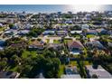 Bright aerial view of a beach community featuring lush greenery and beautiful homes near the ocean at 4606 Doris Dr, New Smyrna Beach, FL 32169