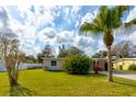 Ranch house with a spacious lawn, palm tree, and beautiful landscaping at 144 Ellison Ave, New Smyrna Beach, FL 32168