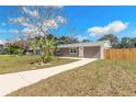 Well-maintained home featuring neutral stucco, white trim, and an elongated walkway to the front entrance at 1935 Fern Palm Dr, Edgewater, FL 32141