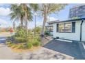 Inviting single-story home with palm trees and a well-manicured lawn on a sunny day with parking at 49 Jacaranda Cay Ct # 49, New Smyrna Beach, FL 32169