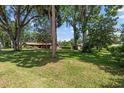 Sprawling front yard with mature trees offering ample shade and a glimpse of the house at 1905 Pine Tree Dr, Edgewater, FL 32141