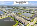 Beautiful aerial view of the Venetian Bay community, clubhouse, and surrounding golf course at 220 Venetian Palms Blvd, New Smyrna Beach, FL 32168