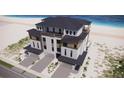 Aerial view of a three-story home that features an abundance of balconies and a two-car garage at 3403 S Atlantic Ave # 3, New Smyrna Beach, FL 32169