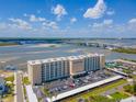 An aerial shot of the Admiralty Club, set on the water and near the bridge at 3606 S Peninsula Dr # 703, Port Orange, FL 32127