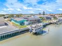 Rear view featuring boat dock, screened lanai and waterfront access at 124 Anchor Dr, Ponce Inlet, FL 32127