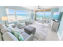 Bright living room featuring large windows offering breathtaking ocean views and comfortable seating at 3311 S Atlantic Ave # 801, Daytona Beach, FL 32118