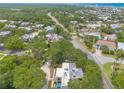Aerial view of tree-lined neighborhood streets with homes at 3808 Saxon Dr, New Smyrna Beach, FL 32169