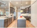 Spacious kitchen featuring an island, gray cabinets, and stainless steel appliances at 1734 Covendale Ln, Port Orange, FL 32128