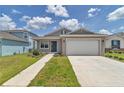 Attractive single-story home features a two-car garage, landscaped front yard, and a modern blue front door at 7223 Sw 61St Pl, Ocala, FL 34474