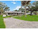 Inviting single-story home with lush green lawn and mature trees enhancing its curb appeal at 132 E Turgot Ave, Edgewater, FL 32132