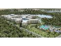 Beautiful aerial view of the water park and resort near a pristine lake at 14501 Grove Resort Ave # 3109, Winter Garden, FL 34787