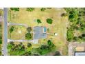 Bird's-eye view of house, pool, and expansive backyard at 20406 Racine St, Orlando, FL 32833