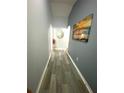 Bright hallway with gray walls, wood-look flooring, and tasteful decor at 4490 Treasure Cay Rd, Tavares, FL 32778