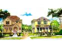 Charming artist rendering of two homes showcasing unique architectural styles and landscaping at 2260 Hawick Ln, Winter Park, FL 32792