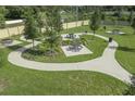 Aerial view of community picnic area with tables, barbecue grills, sidewalks and green space at 2585 Cavanaugh Dr, Orlando, FL 32817