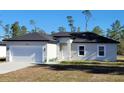 Newly built one-story house, gray exterior, two-car garage, and well-manicured lawn at 16941 Sw 30Th Avenue Sw Rd, Ocala, FL 34473