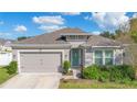 One-story house featuring gray siding, a two-car garage, and well-manicured landscaping at 1162 Alder Tree Dr, Apopka, FL 32703