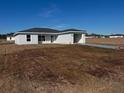 Modern home with a one-car garage and ample front yard space with a concrete driveway at 3590 Sw 150Th Ct, Ocala, FL 34481