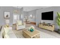 Comfortable living room with neutral tones, plush seating, and dining area at 4538 Nottoway Dr, Leesburg, FL 34748