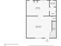 A first-floor blueprint revealing the layout with clearly marked spaces like the kitchen and living room at 514 Rainbow Springs Loop, Groveland, FL 34736